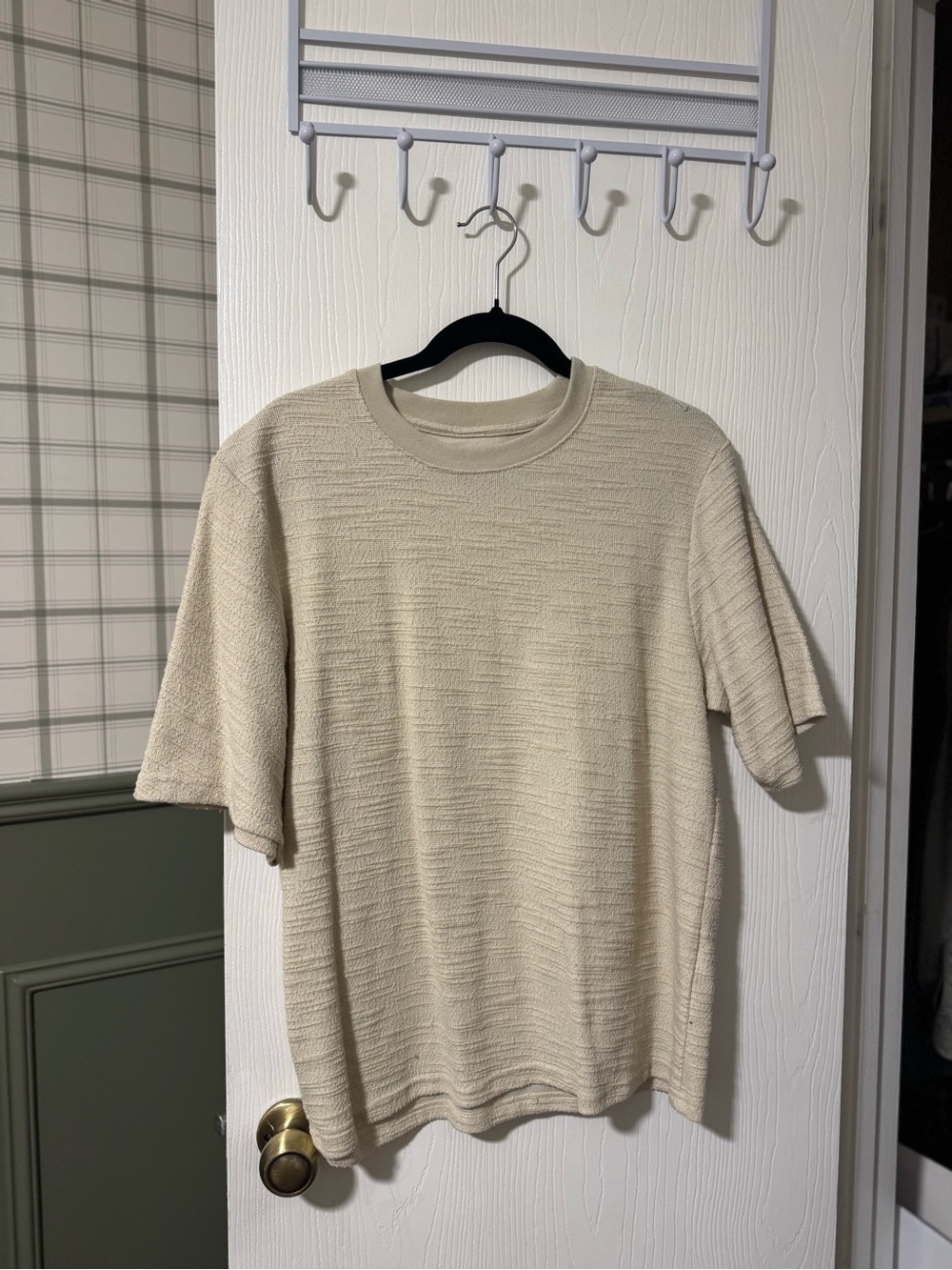 PacSun Men's Textured Short-Sleeve Knit Tee in Light Cream